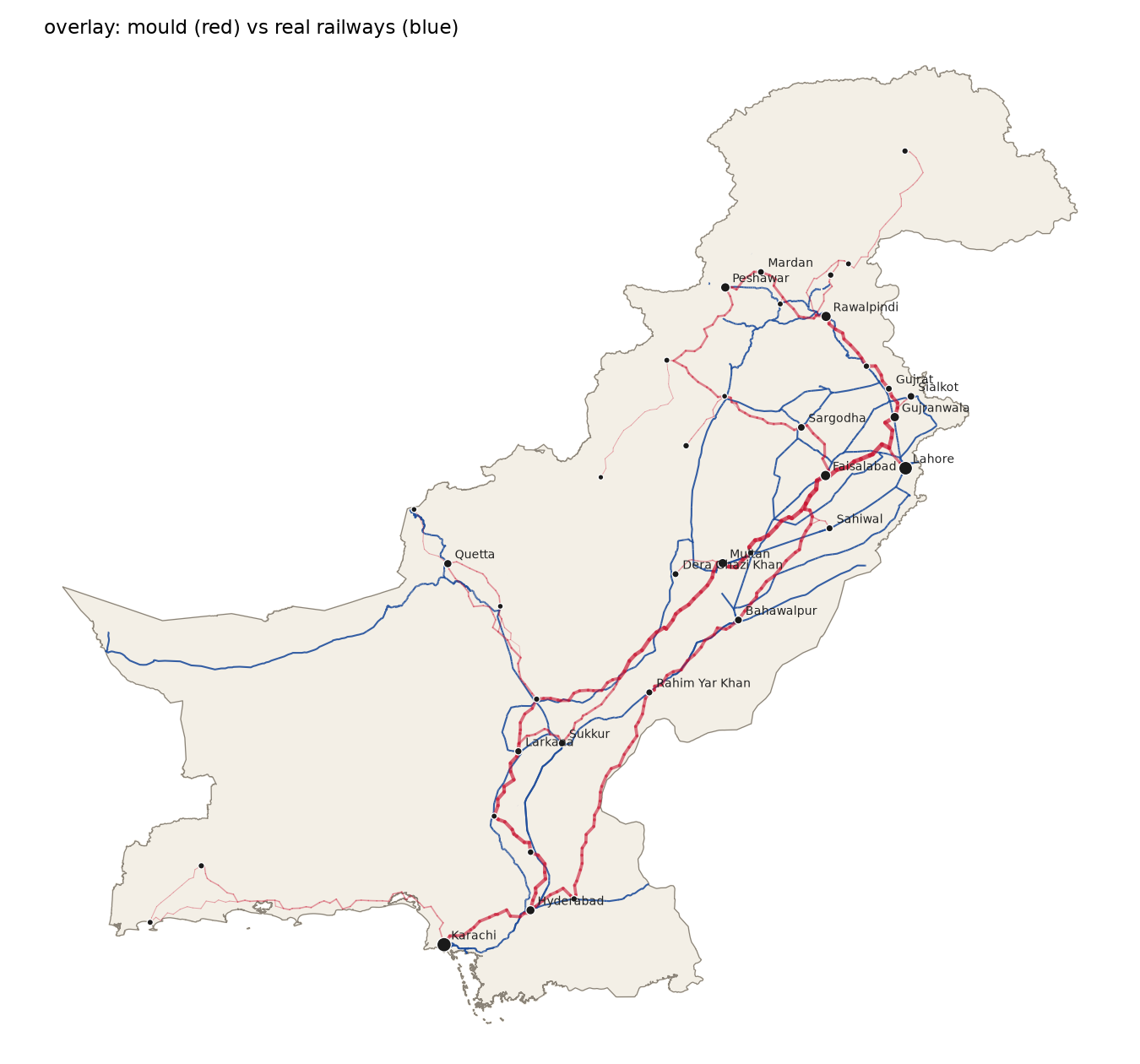 Mould in red, Pakistan Railways in blue